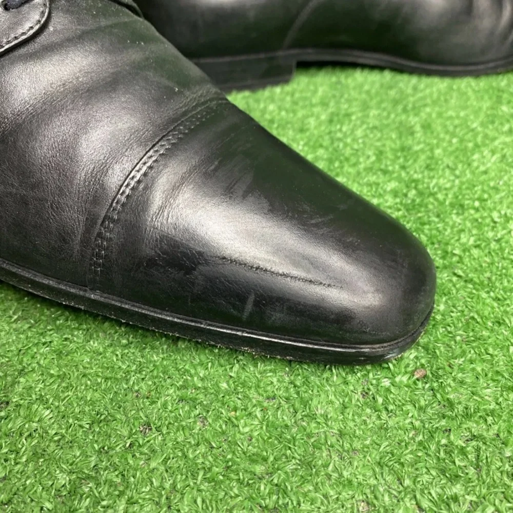 Boss Hugo Boss Dress Shoes Casual Oxford Black Leather Cap Toe‎ Lace Up Mens 13